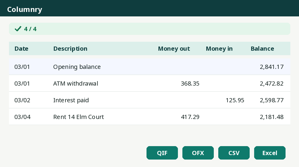 Bank statements and PDF tables to Excel, without uploading them