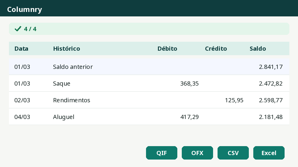 Extratos bancários e tabelas PDF para Excel, sem enviar nada
